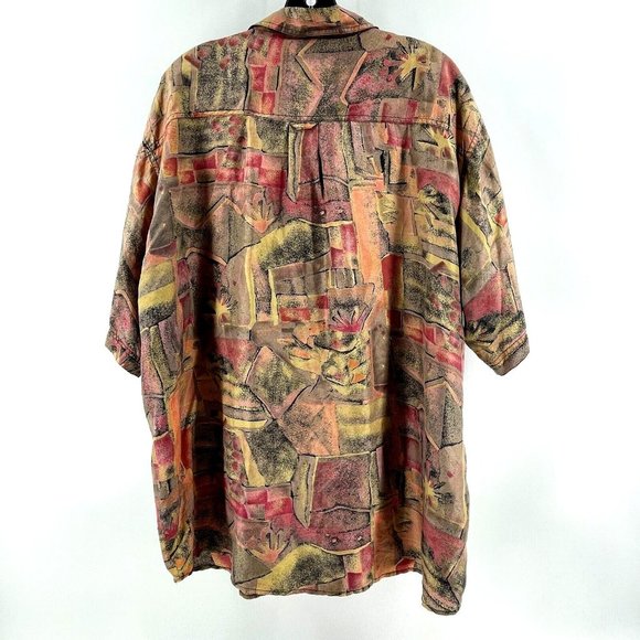 Vintage Whitby 100% Silk Men's Button Down Collared Shirt Brown Tan - Picture 7 of 11